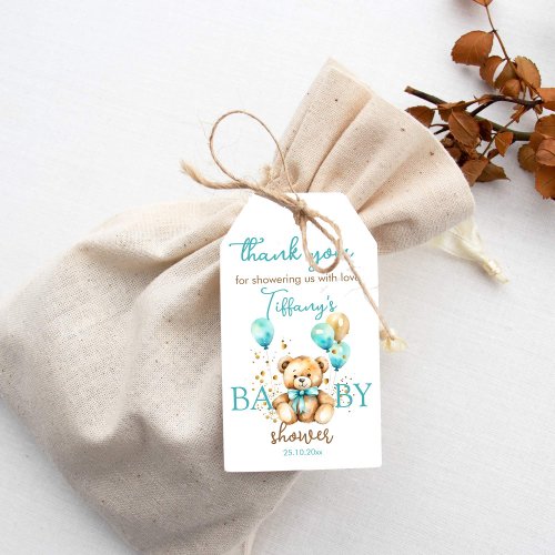 Teddy baby shower thank you favor gift tags