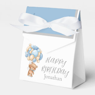 Teddy Balloon Bearly Wait Birthday Boy Favor Box