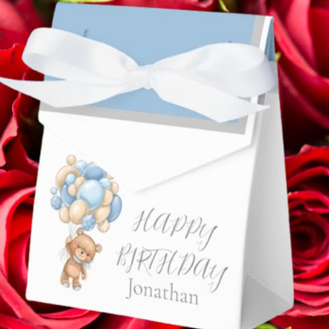 Teddy Balloon Bearly  Wait Birthday Boy Favor Box (Celebrate your little one’s special day with a Teddy Balloon Bearly Wait Birthday Boy Favor Box )