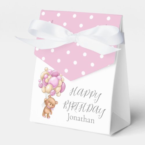 Teddy Balloon Bearly  Wait Birthday Girl Pink Favor Boxes