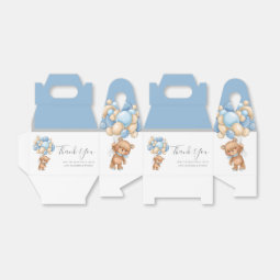 Teddy Balloon Blue Favor Box | Zazzle