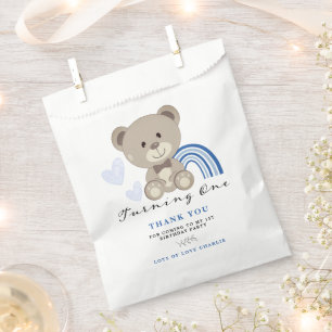 Teddy Bear 1st Birthday Blue Favor Bag