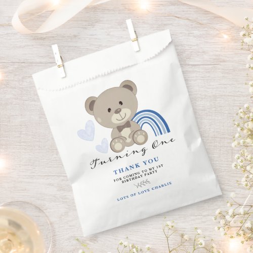 Teddy Bear 1st Birthday Blue Favor Bag