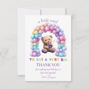 Teddy Bear 1st Birthday Colorful Balloons Thank You Card