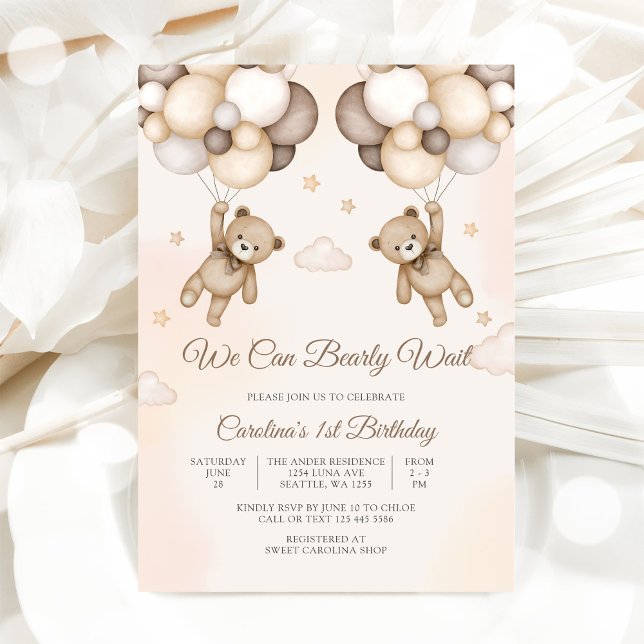 Teddy Bear 1st Birthday Invitation (Creator Uploaded)