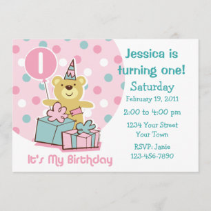 Teddy Bear 1st Birthday Invitation