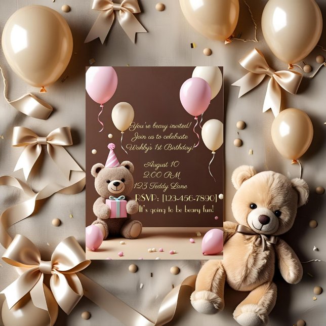 Teddy Bear 1st Birthday Invitation for Boy (Creator Uploaded)