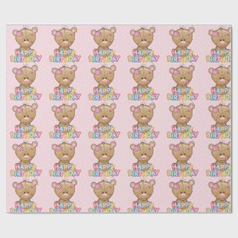 Teddy Bear 1st Birthday Party Wrapping Paper | Zazzle