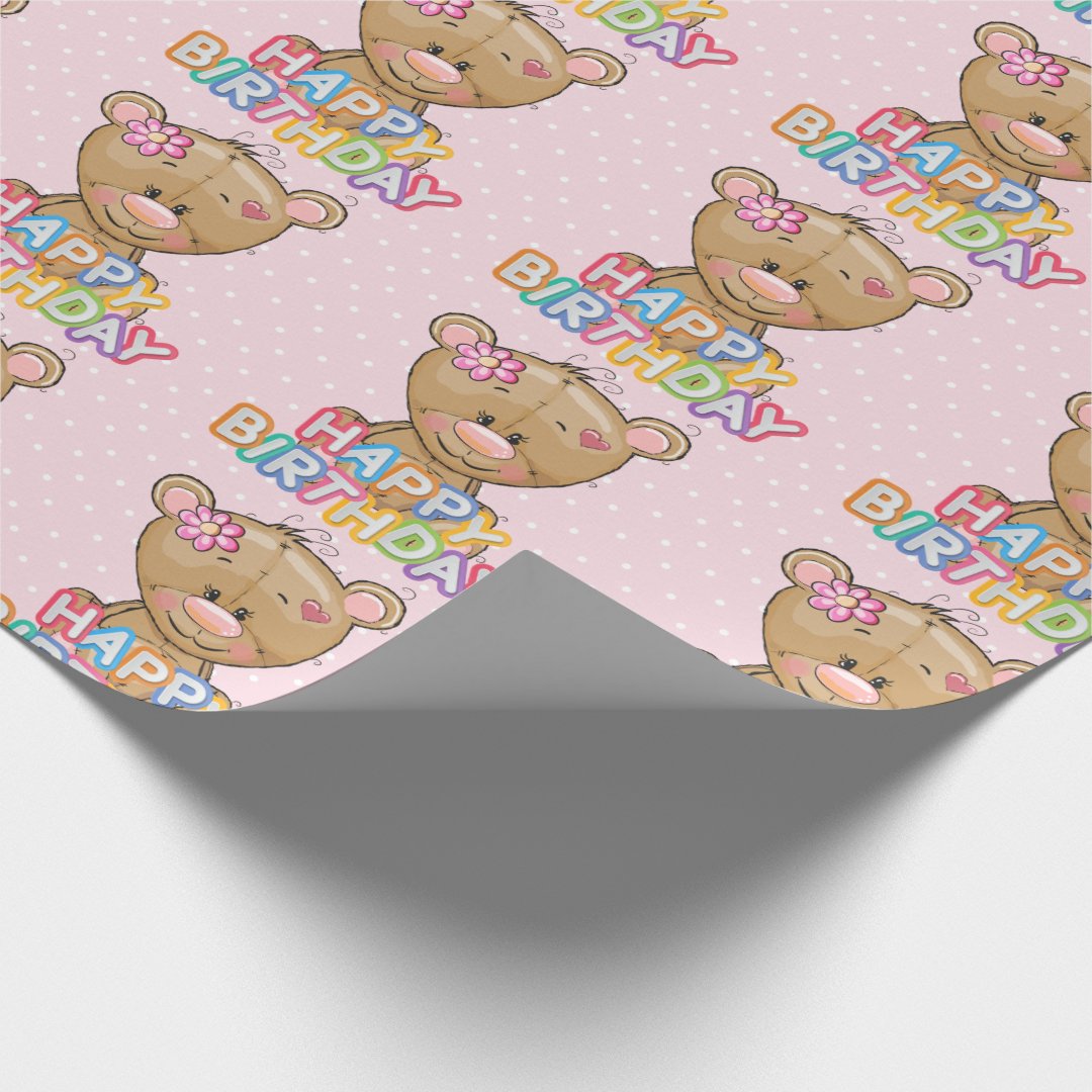 Teddy Bear 1st Birthday Party Wrapping Paper | Zazzle