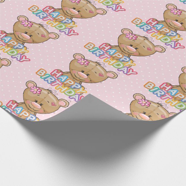 Teddy Bear 1st Birthday Party Wrapping Paper (Corner)