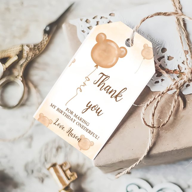 Teddy Bear 1st Birthday Thank You Tag (Creator Uploaded)