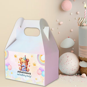 Teddy Bear 2nd Birthday Party   Rainbow & Balloons Favor Boxes