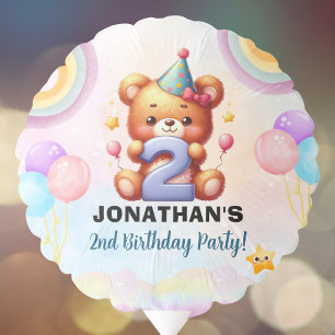 Teddy Bear 2nd Birthday Party Watercolor bear Balloon