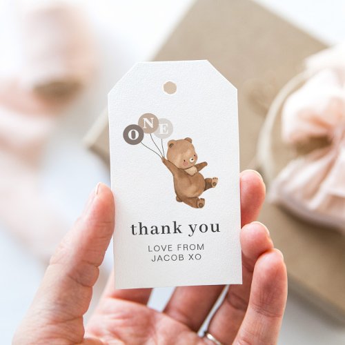 Teddy Bear 3 Brown Balloons _ Thank You Gift Tags
