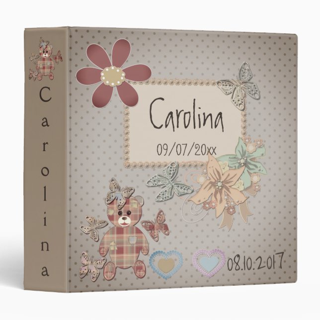 Teddy bear 3 ring binder (Front/Spine)