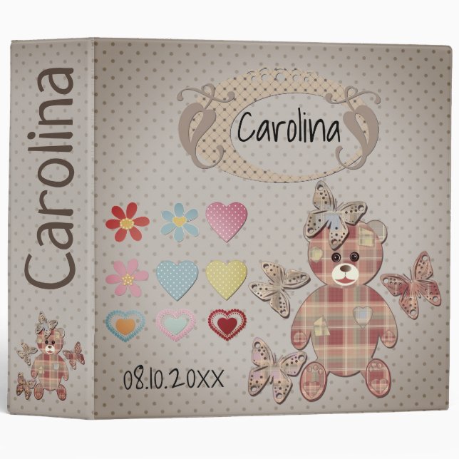 Teddy bear 3 ring binder (Front/Spine)