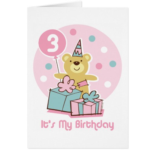 Teddy Bear 3rd Birthday Card | Zazzle