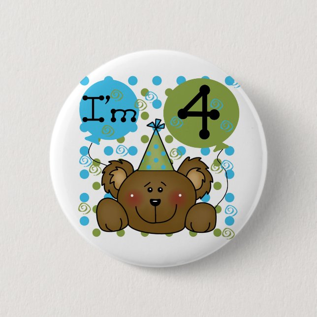 Teddy Bear 4th Birthday T-shirts and Gifts Pinback Button (Front)