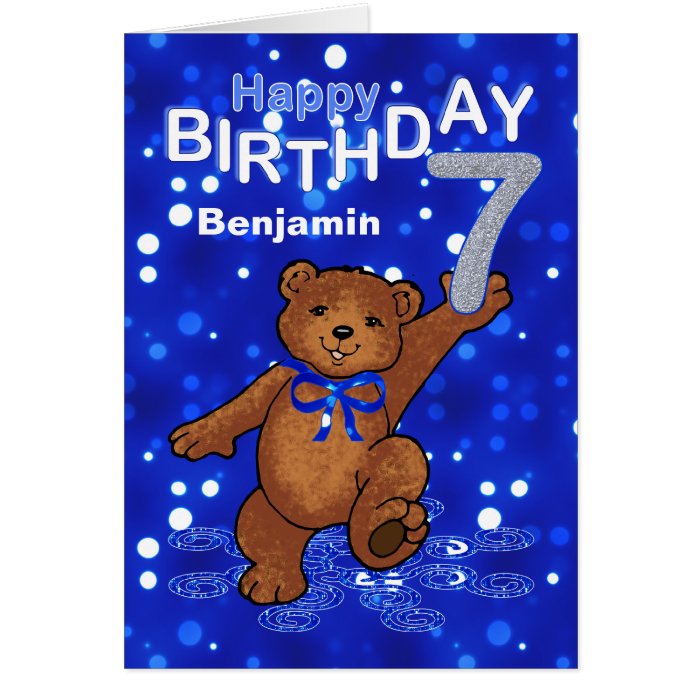 Teddy Bear 7th Birthday for Boy Greeting Card