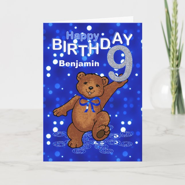 Teddy Bear 9th Birthday for Boy Card (Front)