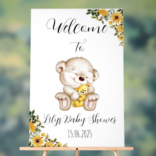 Teddy bear acrylic baby shower sign 