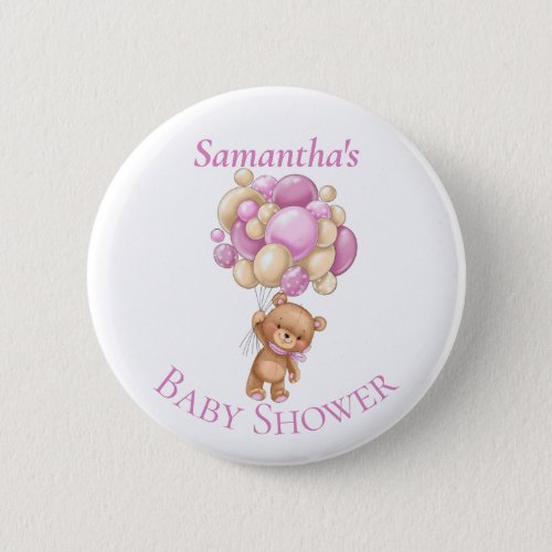 Teddy Bear  Adventure  balloons  Baby Shower    Button