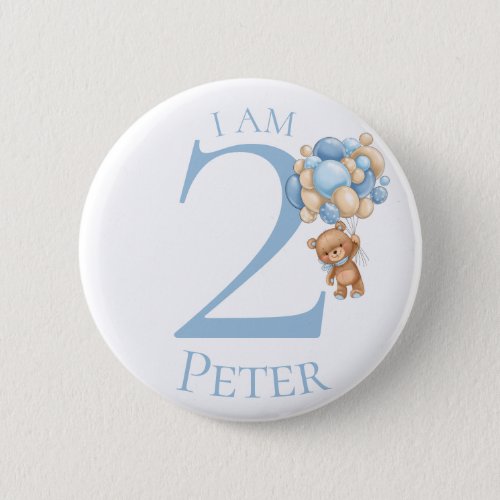 Teddy Bear  Adventure  Blue BIRTHDAY NUMBER 2 Button