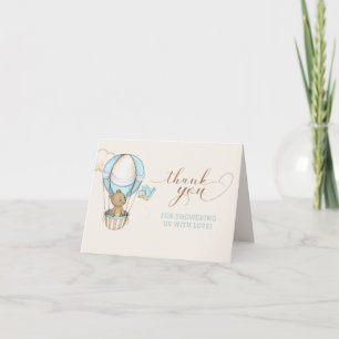 Teddy Bear Air Hot Balloon Baby Shower Thank you Card