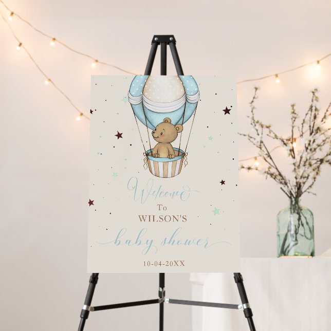 Teddy Bear Air Hot Balloon Welcome Baby Shower Foam Board (In Situ (Stand))