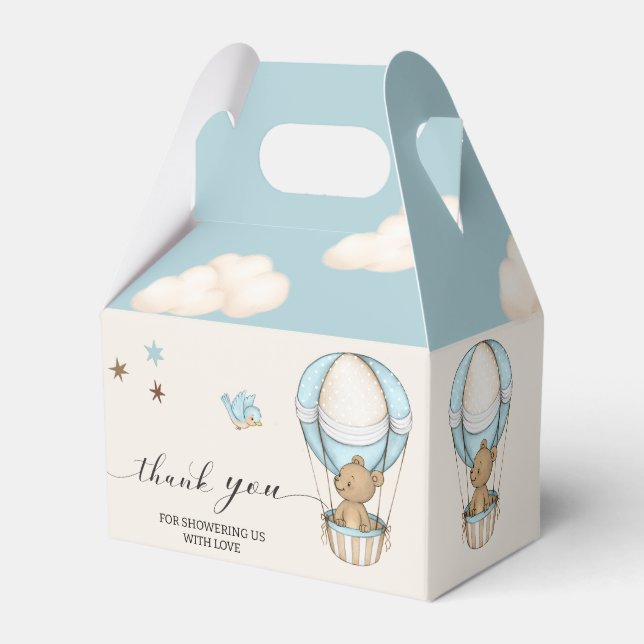 Teddy Bear Air Hot Balloons Baby Shower Favor Boxes (Back Side)