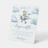 Teddy bear airplane baby boy shower diaper raffle