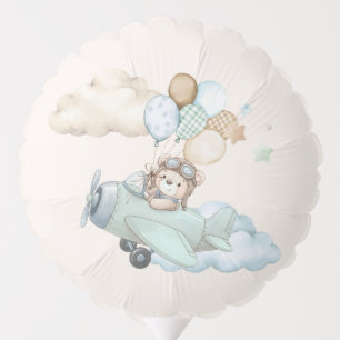 Teddy Bear Airplane Baby Shower Blue Boy Balloon