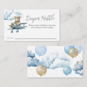 Teddy Bear Airplane Baby Shower Diaper Raffle Enclosure Card