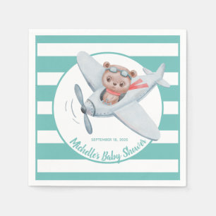 Teddy Bear Airplane Baby Shower Gender Neutral Napkins