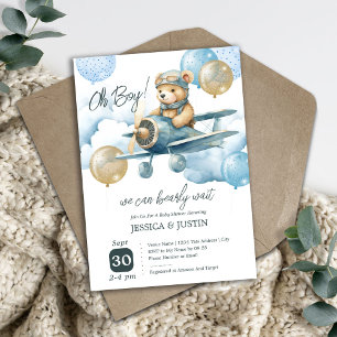 Teddy Bear airplane Baby Shower Invitation