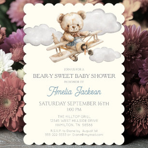 Teddy Bear Airplane Baby Shower Invitation