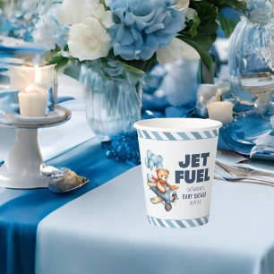 Teddy Bear Airplane Balloons Boy Baby Shower Paper Cups