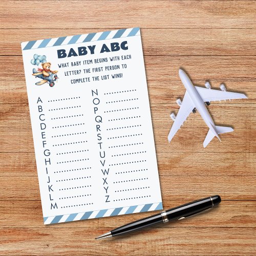Teddy Bear Airplane Boy Baby Shower Baby ABC