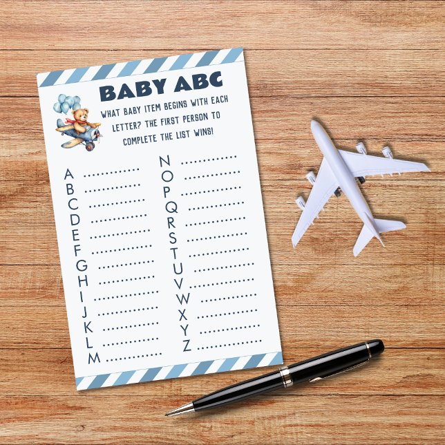 Teddy Bear Airplane Boy Baby Shower Baby ABC (Creator Uploaded)