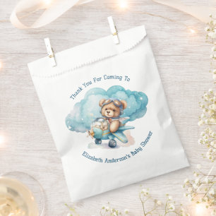 Teddy Bear Airplane Boy Baby Shower Favor Bag