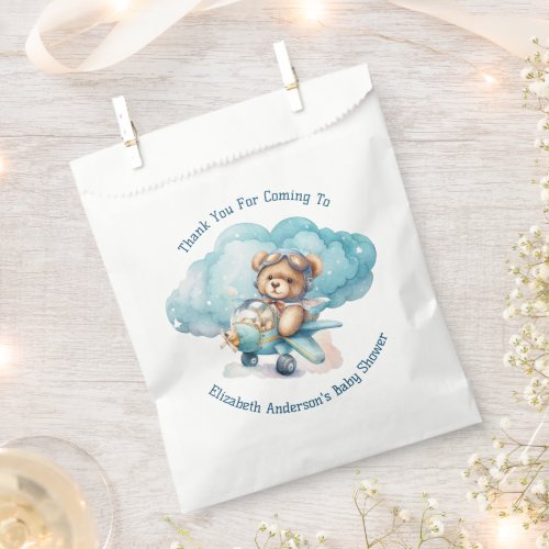 Teddy Bear Airplane Boy Baby Shower Favor Bag