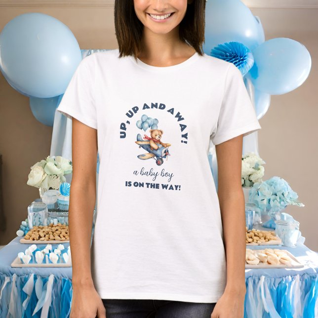 Teddy Bear Airplane Boy Baby Shower Mom to Be T-Shirt (Creator Uploaded)
