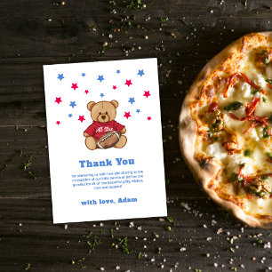 Teddy Bear All Star Football Sport Baby Shower Thank You Card