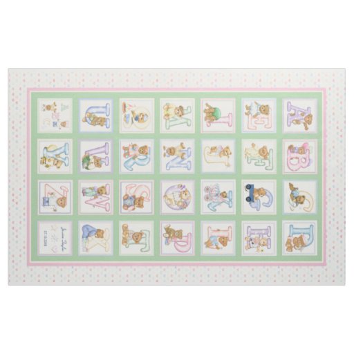 Teddy Bear Alphabet Cheater Quilt Pattern Fabric