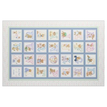 Teddy Bear Alphabet Cheater Quilt Pattern Fabric by uniqueprints at Zazzle