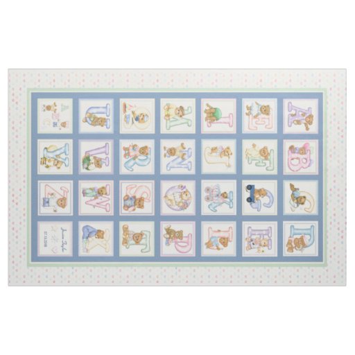 Teddy Bear Alphabet Cheater Quilt Pattern Fabric