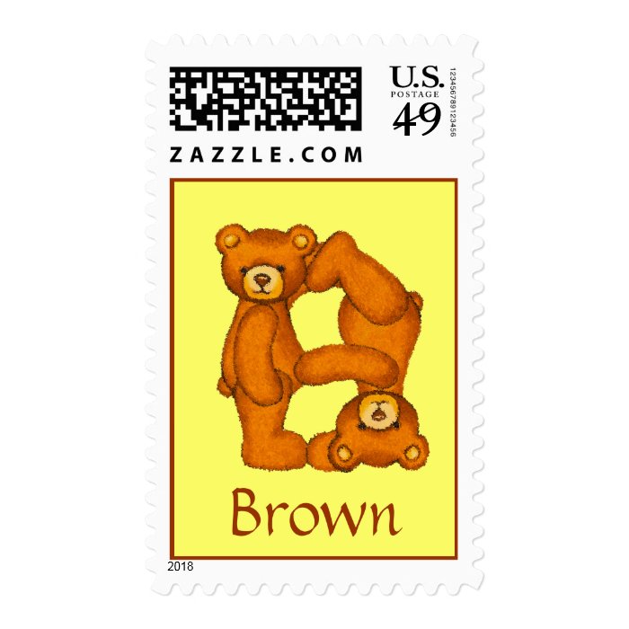 Teddy Bear Alphabet~Letter B Initial~Postage Stamp