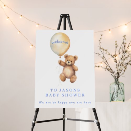 Teddy bear and balloon baby shower welcome foam board