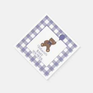 Teddy Bear and Balloon Purple Baby Shower Napkins