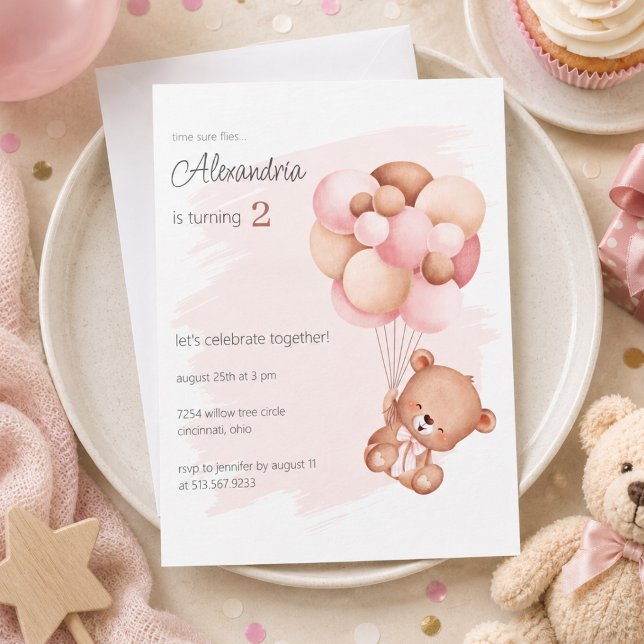 Teddy Bear and Balloons Birthday Party  Invitation (Creator Uploaded)